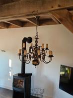 Nostalgische koperen / messing kroonluchter voor 12 lampen, Ophalen, Gebruikt