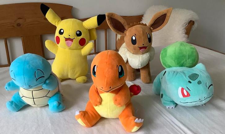 Zgan Pokemon Pikachu Squertle Bulbasar Eevee + Charmander, Kinderen en Baby's, Speelgoed | Knuffels en Pluche, Zo goed als nieuw