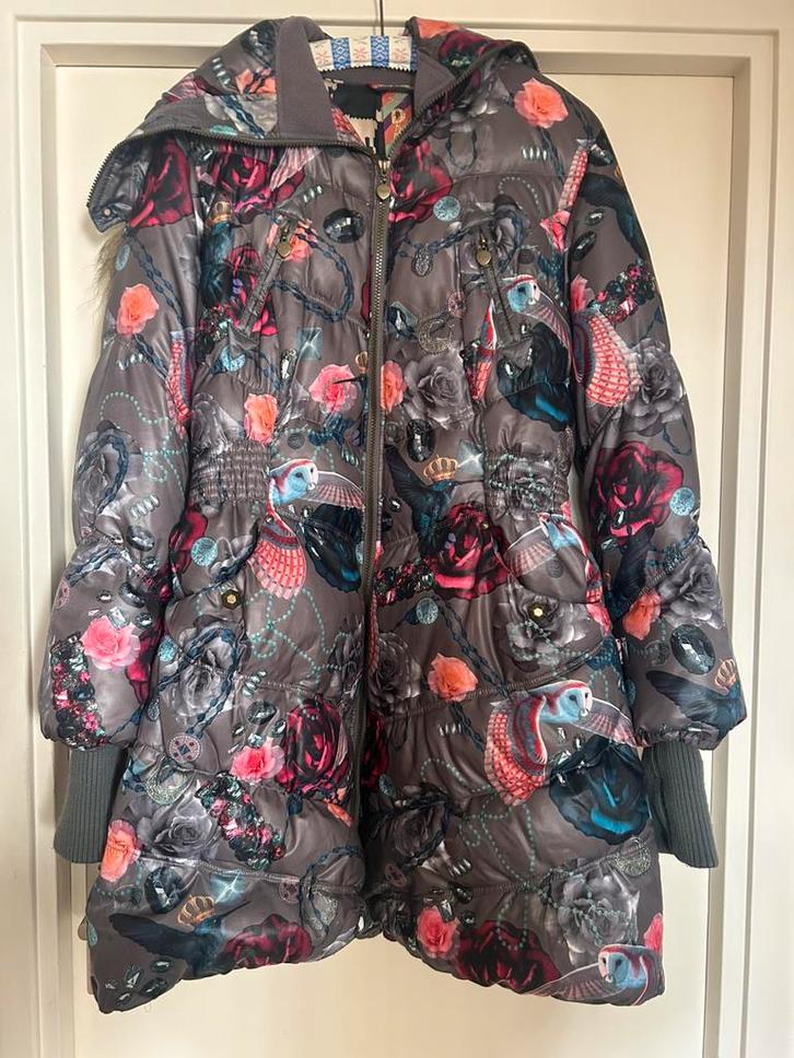 Mooie vrolijke jas van DAITE maat L, Kleding | Dames, Jassen | Winter, Zo goed als nieuw, Paars, Ophalen of Verzenden