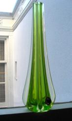 Murano vaas anna groen uranium glas met sticker, Antiek en Kunst, Ophalen of Verzenden