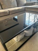 Zwarte Glazen Salontafel 110x60x35cm, Ophalen, Gebruikt, 100 tot 150 cm, 50 tot 100 cm