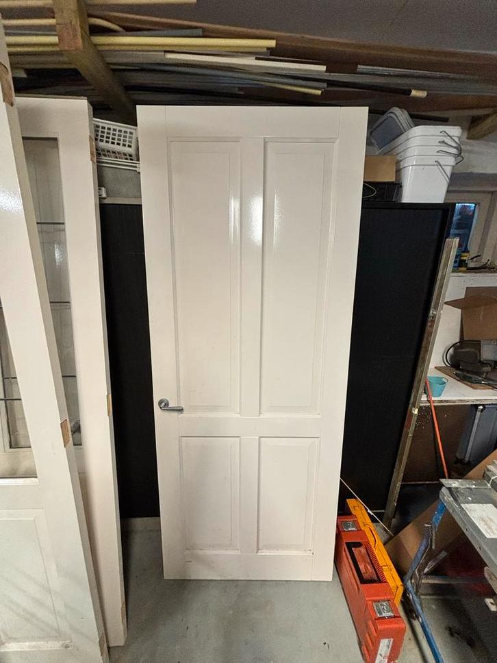 Partij van 4 paneeldeuren: 2 glas in lood, 2 blind, Doe-het-zelf en Verbouw, Deuren en Horren, Gebruikt, Binnendeur, 215 cm of meer