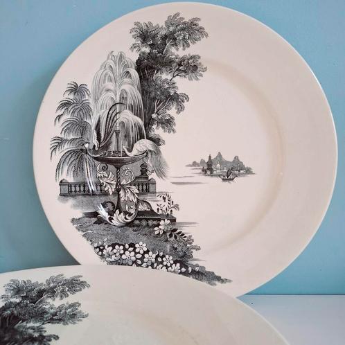 Societé Céramique 'Paradijsvogel', 3 dinerborden, Antiek en Kunst, Antiek | Servies los, Ophalen of Verzenden
