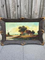 Schilderij landschap en molen, Antiek en Kunst, Kunst | Schilderijen | Klassiek, Ophalen