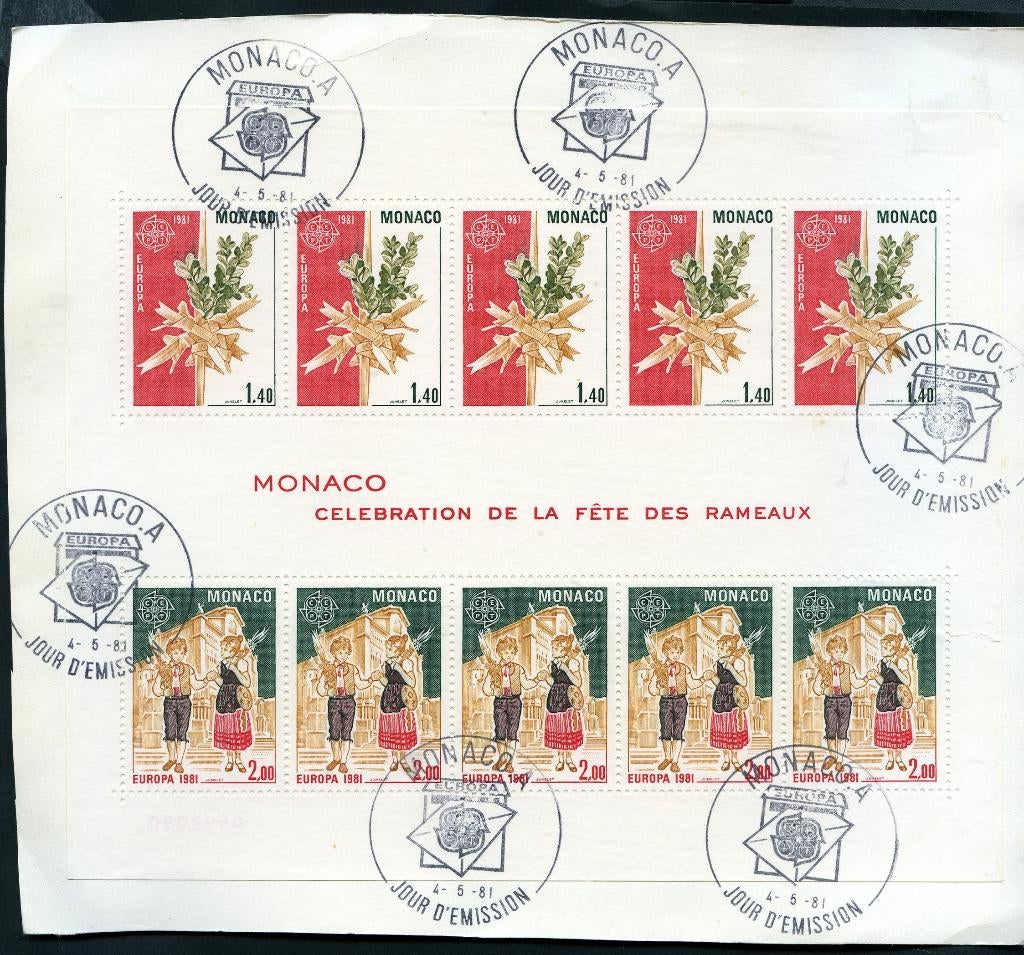 Monaco 1981  c1015 blok EUROPA Schilderijen bloemen Kinderen, Postzegels en Munten, Postzegels | Eerstedagenveloppen, Onbeschreven