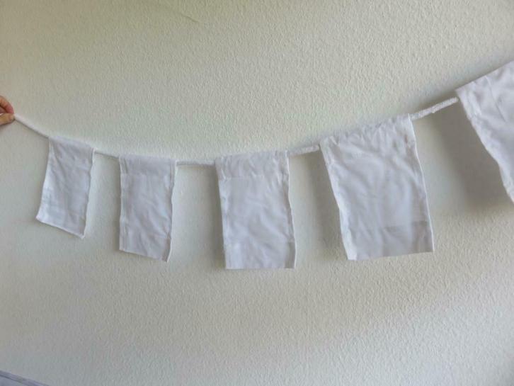 Blanco witte katoenen vlaggenlijn om zelf te beschilderen, Hobby en Vrije tijd, Feestartikelen, Nieuw, Versiering, Verjaardag
