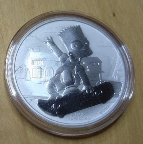 Zilver 1 oz munt Tuvalu - Bart Simpson 2020 - Simpsons, Postzegels en Munten, Edelmetalen en Baren, Zilver, Ophalen
