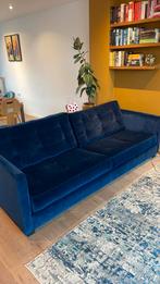 Blauwe velvet Baan bank, Ophalen, 250 tot 300 cm, Gebruikt, Driepersoons