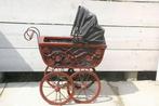 poppen kinderwagen, rotan, linnen kap, Antiek en Kunst, Ophalen