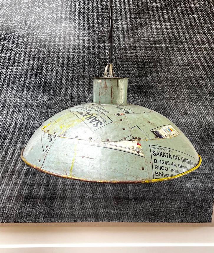 Industriële hanglamp 59 cm diameter, Huis en Inrichting, Lampen | Hanglampen, Zo goed als nieuw, Minder dan 50 cm, Metaal, Verzenden