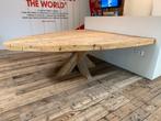 Halve houten ovale tafel L 215 x B 197, Ophalen, Ovaal, 200 cm of meer, 50 tot 100 cm