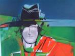 Canvas acrylverf - Man met hoed - Saskia Holthausen, Antiek en Kunst, Ophalen