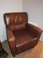 Fauteuil bruin leder, Huis en Inrichting, Fauteuils, Ophalen, Gebruikt, 75 tot 100 cm, 50 tot 75 cm