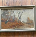 Schilderij Herfstlandschap gesigneerd., Antiek en Kunst, Kunst | Schilderijen | Klassiek, Ophalen of Verzenden
