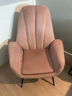 Velvet oudroze fauteuil/stoel met zwarte poten van Loods 5, Ophalen, Minder dan 75 cm, Zo goed als nieuw, 75 tot 100 cm