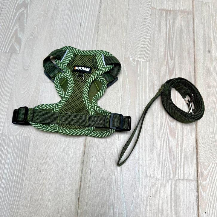 Duomm hondentuigje met riem maat:S groen, Dieren en Toebehoren, Hondenriemen, Zo goed als nieuw, Hondenriem, Ophalen of Verzenden
