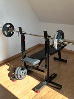 Bench press met gewichten en stang, Sport en Fitness, Ophalen, Zo goed als nieuw, Fitnessbank