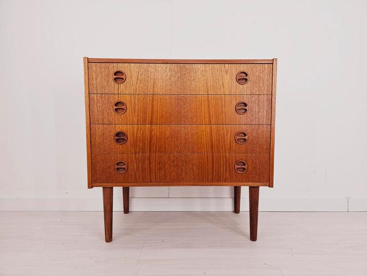 Vintage Deens design ladekast, teak, scandinavisch, retro, Huis en Inrichting, Kasten | Ladekasten, Gebruikt, Minder dan 100 cm