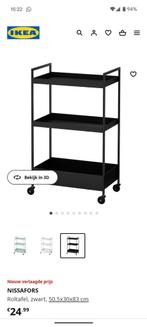 Mooi industrieel Ikea Nissafors roltafel zwart, 60 cm of meer, Industrieel, Kunststof, Rechthoekig