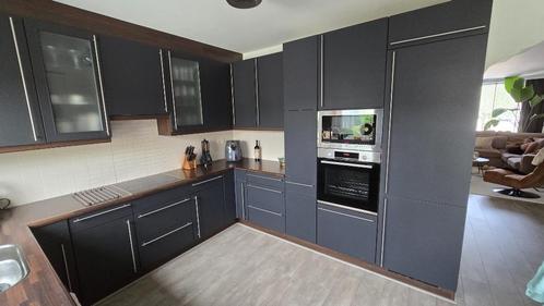 Keuken U-vorm, Huis en Inrichting, Keuken | Complete keukens, Gebruikt, U-keuken, Zwart, Kunststof, Ophalen