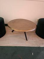 Bronzen bijzettafel met zwarte poten, Gebruikt, 50 tot 100 cm, Rond, Metaal