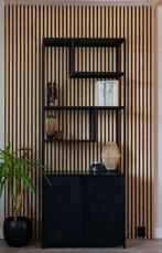 Zwarte Vakkenkast met deuren - Stijlvol en Praktisch!, Ophalen, 200 cm of meer, 50 tot 100 cm, Metaal