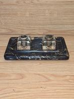 Antiek marmeren inktstel met glazen inktpotten, Ophalen of Verzenden