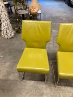 4 eetkamerstoelen Bert plantagie leer limoen rvs poten, Huis en Inrichting, Stoelen, Overige kleuren, Leer, Ophalen of Verzenden