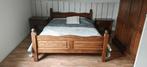 bed bruin robuust hout evt. incl. nachtkastjes, Huis en Inrichting, Slaapkamer | Complete slaapkamers, Ophalen, Gebruikt, Eenpersoons