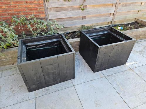 Grote bloembakken van dik steigerhout,incl.worteldoek zwart., Tuin en Terras, Bloembakken en Plantenbakken, Nieuw, Hout, Binnen