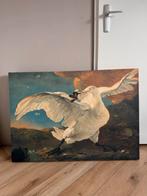 Groot Canvas Schilderij - De bedreigde zwaan (wanddecoratie), Ophalen