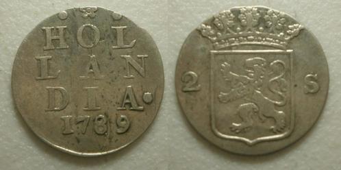Holland Dubbele Wapenstuiver 1789, Postzegels en Munten, Munten | Nederland, Losse munt, 10 cent, Vóór koninkrijk, Zilver, Ophalen of Verzenden
