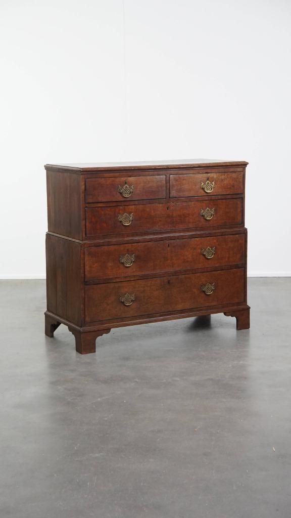Lage antieke Engelse ladekast/ chest on chest, 18e eeuw, Antiek en Kunst, Antiek | Meubels | Kasten, Ophalen