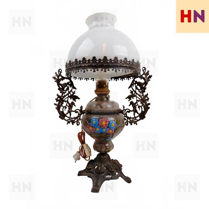 Antieke Olielamp (Omgebouwd naar elektra), Antiek en Kunst, Antiek | Lampen, Ophalen