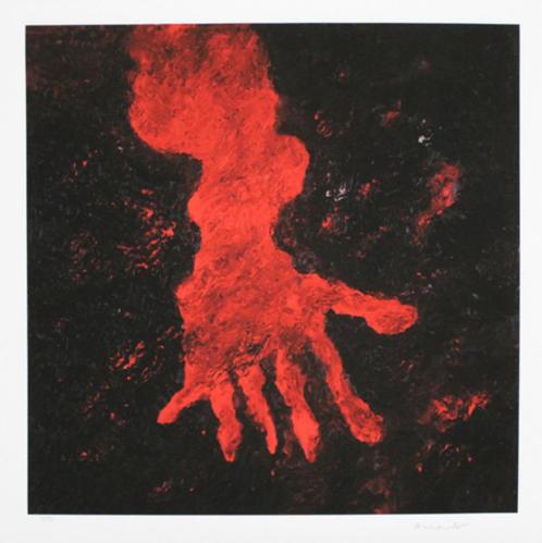 Armando A'dam(1929) Giclee op Papier " De Hand rood" Ges Gen, Antiek en Kunst, Kunst | Litho's en Zeefdrukken, Ophalen of Verzenden