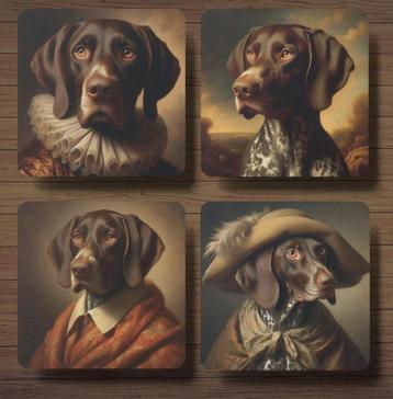 Duitse Staande Korthaar Rembrandt onderzetters met houder beschikbaar voor biedingen
