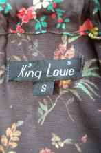 KING LOUIE jurk, jurkje, antraciet/flowers, Mt. S, King Louie, Ophalen of Verzenden, Zo goed als nieuw, Maat 36 (S)