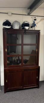 Koloniale vitrine kast, Huis en Inrichting, Kasten | Vitrinekasten, Ophalen, 50 tot 100 cm, Zo goed als nieuw, 150 tot 200 cm