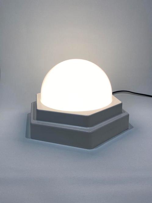 Vintage plafondlamp bollamp in octagon houder, Huis en Inrichting, Lampen | Plafondlampen, Glas, Kunststof, Ophalen of Verzenden