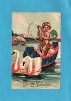 Mooie Valentine-kaart N842 - Engeltje met harpje/zwaantjes, Verzamelen, Ansichtkaarten | Themakaarten, Verzenden, Voor 1920, Gelopen