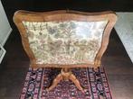 Antieke klaptafel - scherm - met gobelin achter glas, Antiek en Kunst, Antiek | Meubels | Tafels, Ophalen of Verzenden