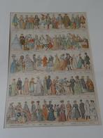 Kleurrijke litho mannen en vrouwen mode van 1663 - 1905, Antiek en Kunst, Curiosa en Brocante, Verzenden