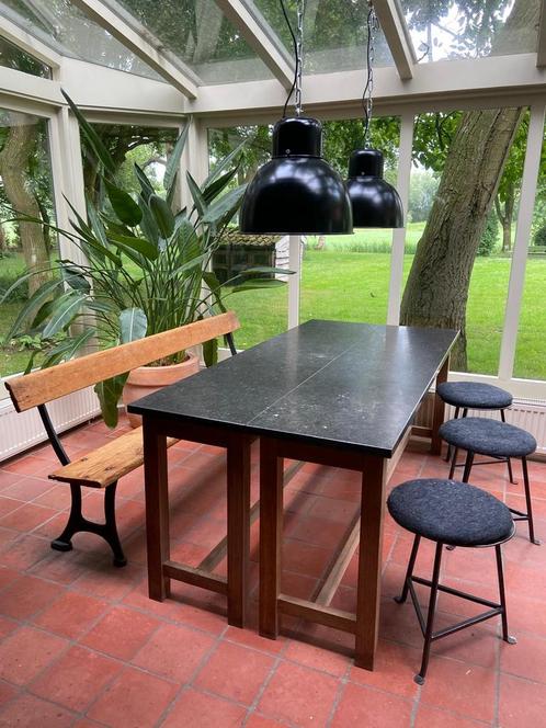 2 sidetables / 1 (eet)tafel Belgisch hardsteen, Huis en Inrichting, Tafels | Eettafels, Gebruikt, 50 tot 100 cm, 150 tot 200 cm