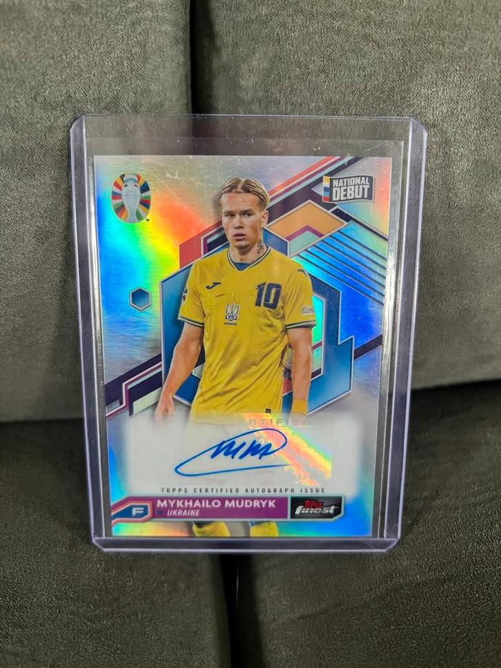 Mudryk Auto Topps Finest Euro 2024 - Oekraïne, Verzamelen, Sportartikelen en Voetbal, Zo goed als nieuw, Spelerskaart, Buitenlandse clubs