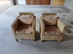 2 Rieten Tuinstoelen in gebruikte maar nette staat., Tuin en Terras, Ophalen, Gebruikt, Rotan