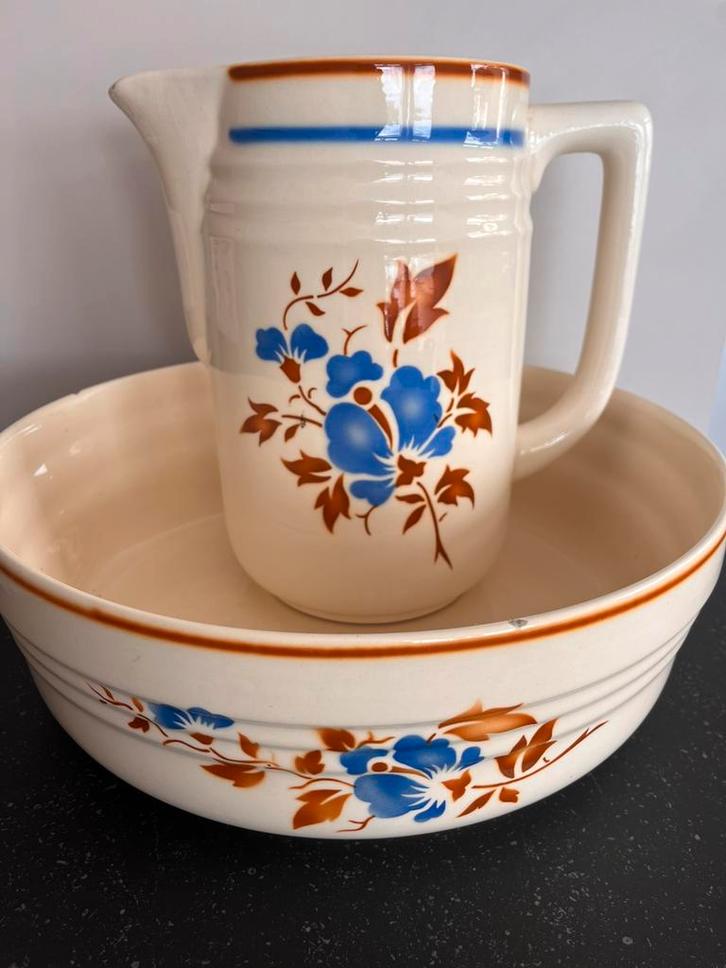 Prachtig gekleurd lampetstel met bloem van Steingut Colditz, Antiek en Kunst, Antiek | Keramiek en Aardewerk, Ophalen of Verzenden