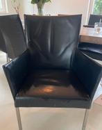 Bert Plantagie eetkamerstoelen - echt leer, 6 stuks zwart, Huis en Inrichting, Stoelen, Zwart, Leer, Ophalen of Verzenden, Zo goed als nieuw