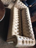 Vintage Chesterfield sofa in ivory leather set, Ophalen of Verzenden, Zo goed als nieuw