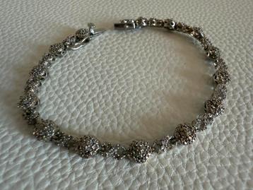 R088/Vintage Zilveren STS strass armband beschikbaar voor biedingen