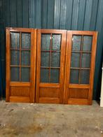 3 delige antieke openslaande deuren met mooi figuurglas, Doe-het-zelf en Verbouw, Deuren en Horren, Ophalen, 120 cm of meer, Binnendeur